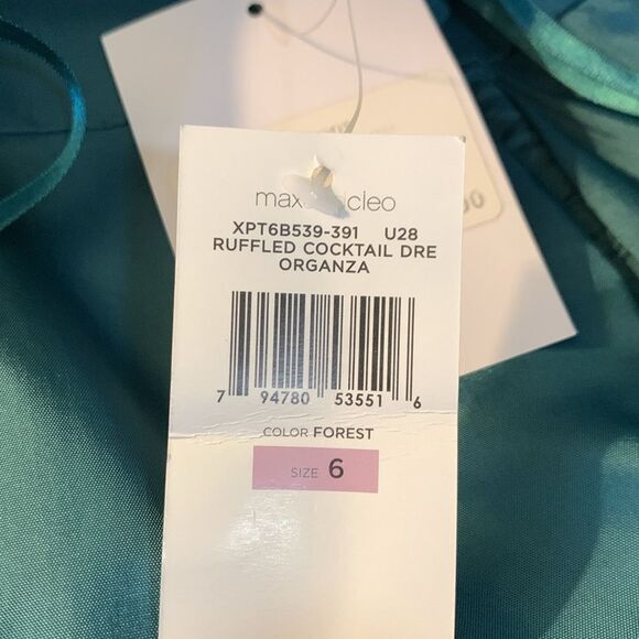 HOCO Dress Max And Cleo Organza Ruffled Cocktail Forrest Green Color Size 6 - Picture 6 of 6